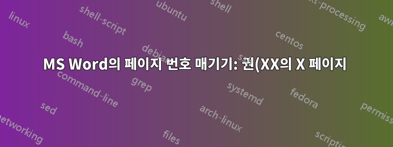 MS Word의 페이지 번호 매기기: 권(XX의 X 페이지)과 장의 페이지 번호를 어떻게 삽입합니까?