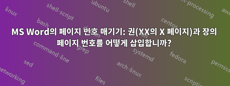 MS Word의 페이지 번호 매기기: 권(XX의 X 페이지)과 장의 페이지 번호를 어떻게 삽입합니까?