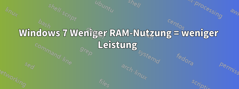 Windows 7 Weniger RAM-Nutzung = weniger Leistung 