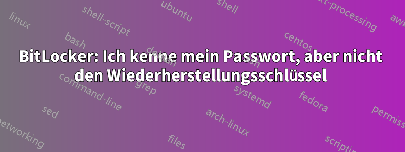 BitLocker: Ich kenne mein Passwort, aber nicht den Wiederherstellungsschlüssel