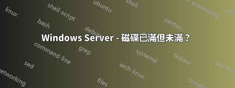 Windows Server - 磁碟已滿但未滿？
