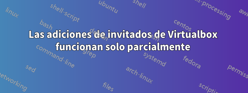 Las adiciones de invitados de Virtualbox funcionan solo parcialmente