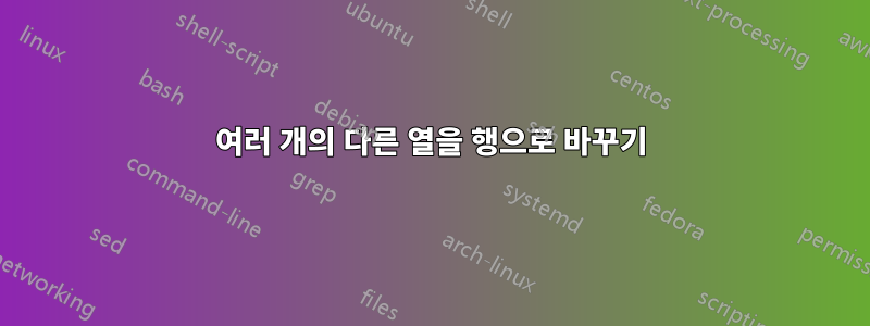 여러 개의 다른 열을 행으로 바꾸기