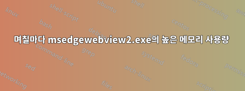 며칠마다 msedgewebview2.exe의 높은 메모리 사용량