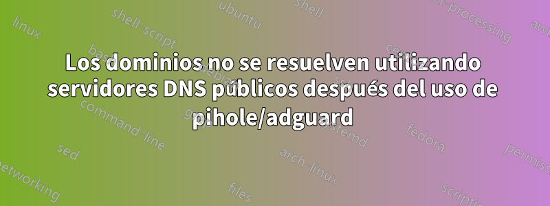 Los dominios no se resuelven utilizando servidores DNS públicos después del uso de pihole/adguard