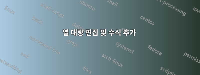 열 대량 편집 및 수식 추가