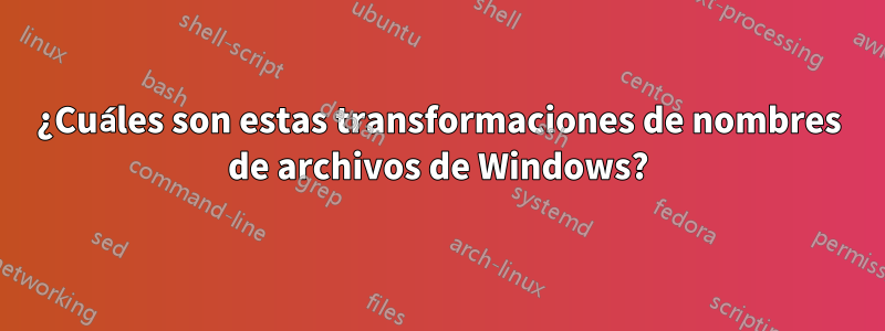 ¿Cuáles son estas transformaciones de nombres de archivos de Windows?