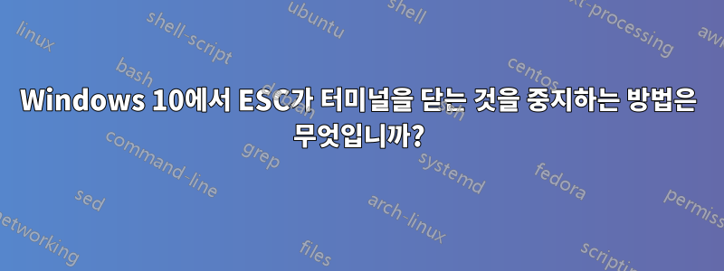 Windows 10에서 ESC가 터미널을 닫는 것을 중지하는 방법은 무엇입니까?