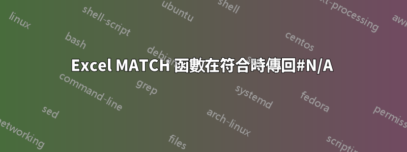 Excel MATCH 函數在符合時傳回#N/A