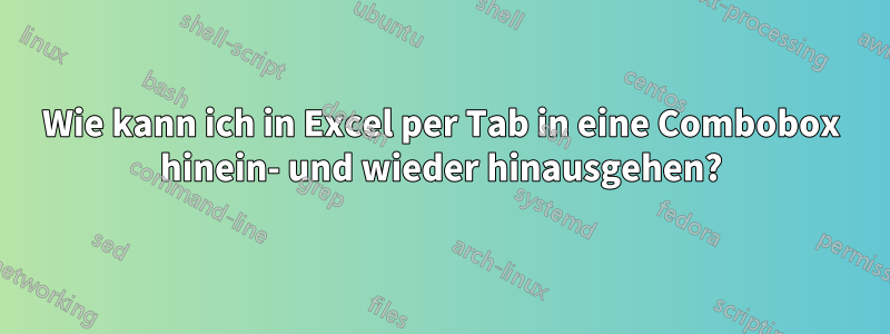 Wie kann ich in Excel per Tab in eine Combobox hinein- und wieder hinausgehen?