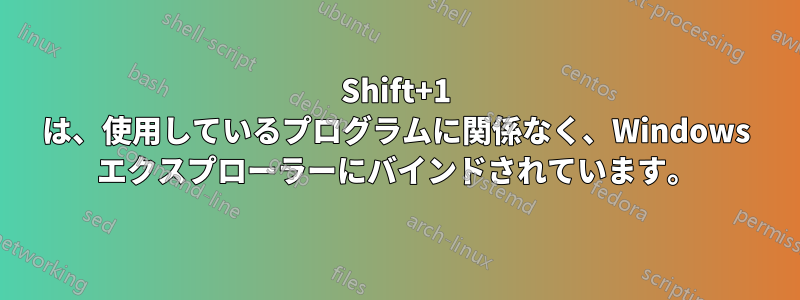 Shift+1 は、使用しているプログラムに関係なく、Windows エクスプローラーにバインドされています。