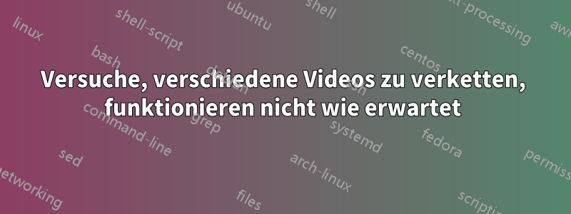 Versuche, verschiedene Videos zu verketten, funktionieren nicht wie erwartet