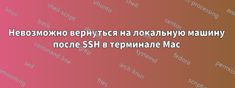 Невозможно вернуться на локальную машину после SSH в терминале Mac