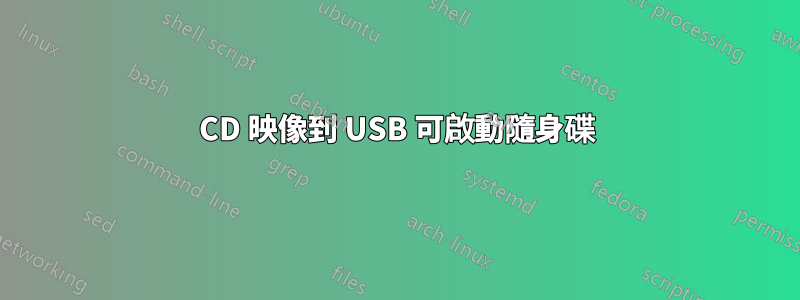 CD 映像到 USB 可啟動隨身碟