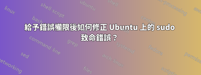 給予錯誤權限後如何修正 Ubuntu 上的 sudo 致命錯誤？