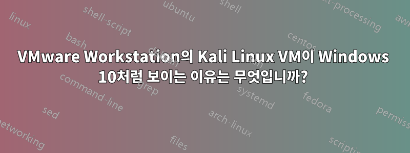 VMware Workstation의 Kali Linux VM이 Windows 10처럼 보이는 이유는 무엇입니까?