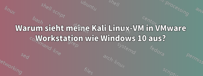 Warum sieht meine Kali Linux-VM in VMware Workstation wie Windows 10 aus?