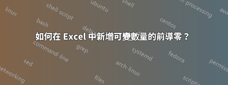 如何在 Excel 中新增可變數量的前導零？