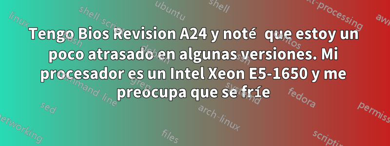 Tengo Bios Revision A24 y noté que estoy un poco atrasado en algunas versiones. Mi procesador es un Intel Xeon E5-1650 y me preocupa que se fríe