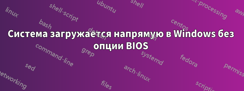 Система загружается напрямую в Windows без опции BIOS