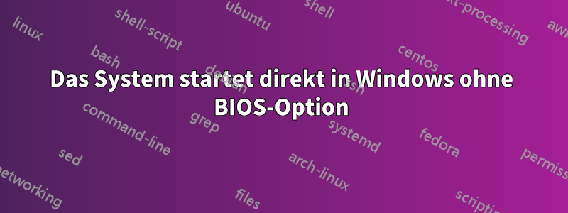 Das System startet direkt in Windows ohne BIOS-Option