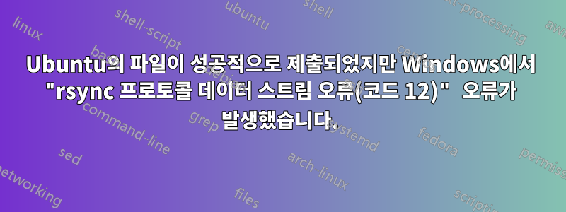 Ubuntu의 파일이 성공적으로 제출되었지만 Windows에서 "rsync 프로토콜 데이터 스트림 오류(코드 12)" 오류가 발생했습니다.