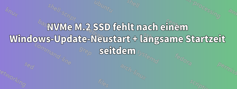 NVMe M.2 SSD fehlt nach einem Windows-Update-Neustart + langsame Startzeit seitdem