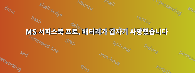 MS 서피스북 프로. 배터리가 갑자기 사망했습니다