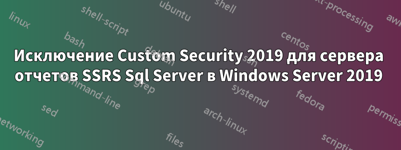 Исключение Custom Security 2019 для сервера отчетов SSRS Sql Server в Windows Server 2019