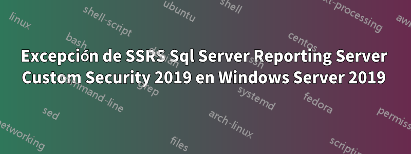 Excepción de SSRS Sql Server Reporting Server Custom Security 2019 en Windows Server 2019