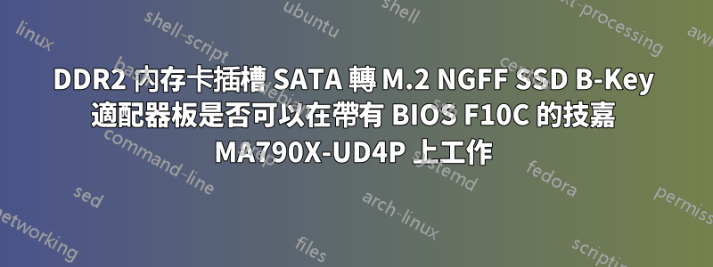 DDR2 內存卡插槽 SATA 轉 M.2 NGFF SSD B-Key 適配器板是否可以在帶有 BIOS F10C 的技嘉 MA790X-UD4P 上工作