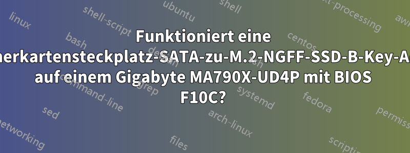 Funktioniert eine DDR2-Speicherkartensteckplatz-SATA-zu-M.2-NGFF-SSD-B-Key-Adapterkarte auf einem Gigabyte MA790X-UD4P mit BIOS F10C?