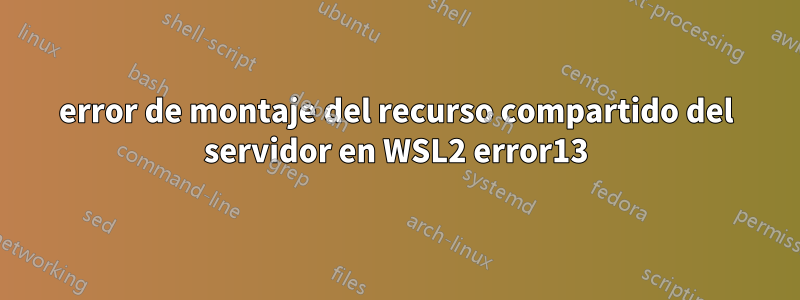 error de montaje del recurso compartido del servidor en WSL2 error13