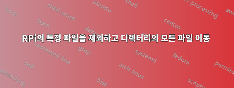 RPi의 특정 파일을 제외하고 디렉터리의 모든 파일 이동