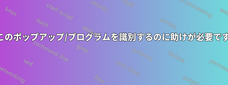 このポップアップ/プログラムを識別するのに助けが必要です