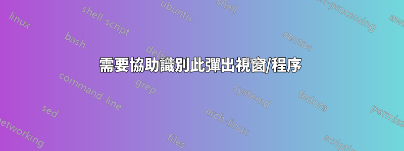 需要協助識別此彈出視窗/程序