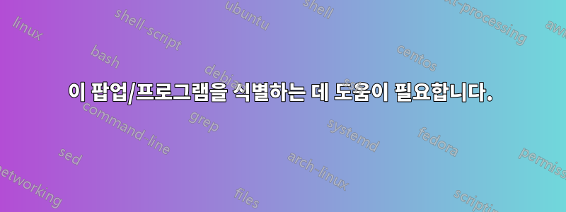 이 팝업/프로그램을 식별하는 데 도움이 필요합니다.