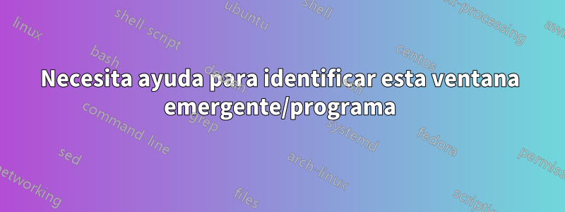 Necesita ayuda para identificar esta ventana emergente/programa