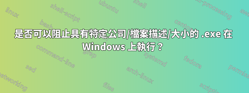 是否可以阻止具有特定公司/檔案描述/大小的 .exe 在 Windows 上執行？