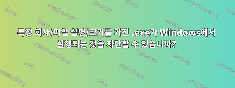 특정 회사/파일 설명/크기를 가진 .exe가 Windows에서 실행되는 것을 차단할 수 있습니까?