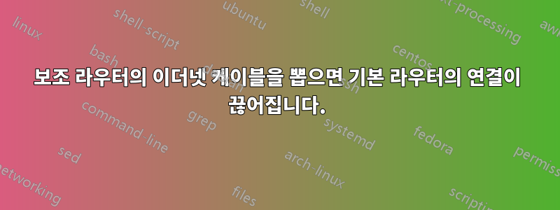 보조 라우터의 이더넷 케이블을 뽑으면 기본 라우터의 연결이 끊어집니다.