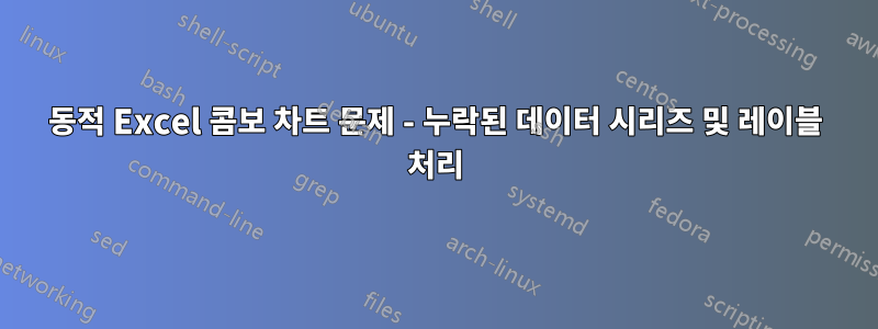 동적 Excel 콤보 차트 문제 - 누락된 데이터 시리즈 및 레이블 처리