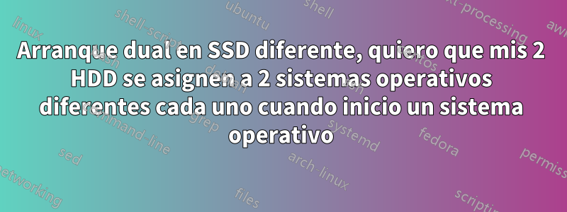 Arranque dual en SSD diferente, quiero que mis 2 HDD se asignen a 2 sistemas operativos diferentes cada uno cuando inicio un sistema operativo