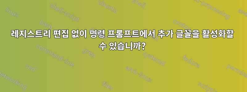 레지스트리 편집 없이 명령 프롬프트에서 추가 글꼴을 활성화할 수 있습니까?