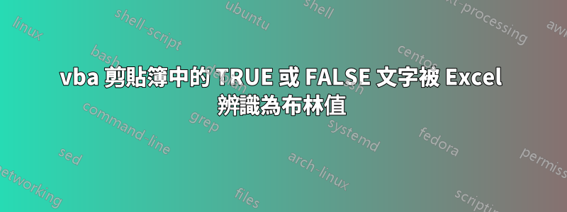 vba 剪貼簿中的 TRUE 或 FALSE 文字被 Excel 辨識為布林值