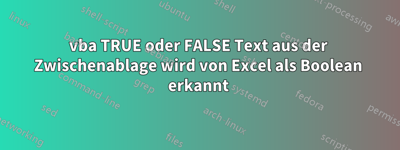 vba TRUE oder FALSE Text aus der Zwischenablage wird von Excel als Boolean erkannt