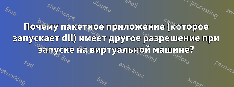 Почему пакетное приложение (которое запускает dll) имеет другое разрешение при запуске на виртуальной машине?