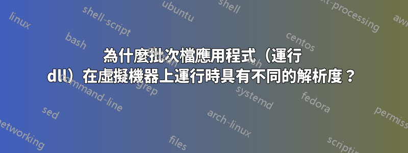 為什麼批次檔應用程式（運行 dll）在虛擬機器上運行時具有不同的解析度？