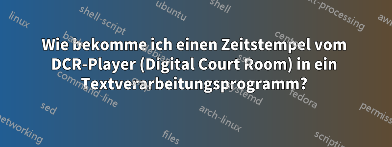 Wie bekomme ich einen Zeitstempel vom DCR-Player (Digital Court Room) in ein Textverarbeitungsprogramm?