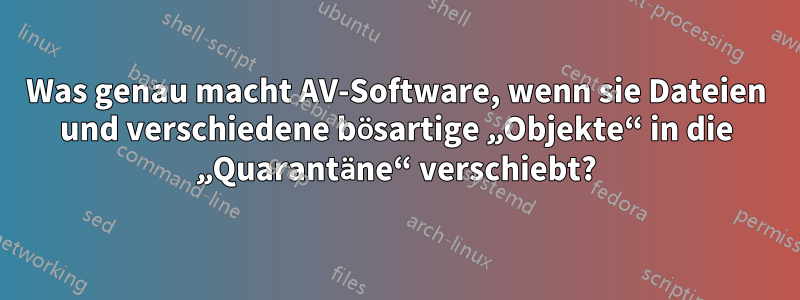 Was genau macht AV-Software, wenn sie Dateien und verschiedene bösartige „Objekte“ in die „Quarantäne“ verschiebt?